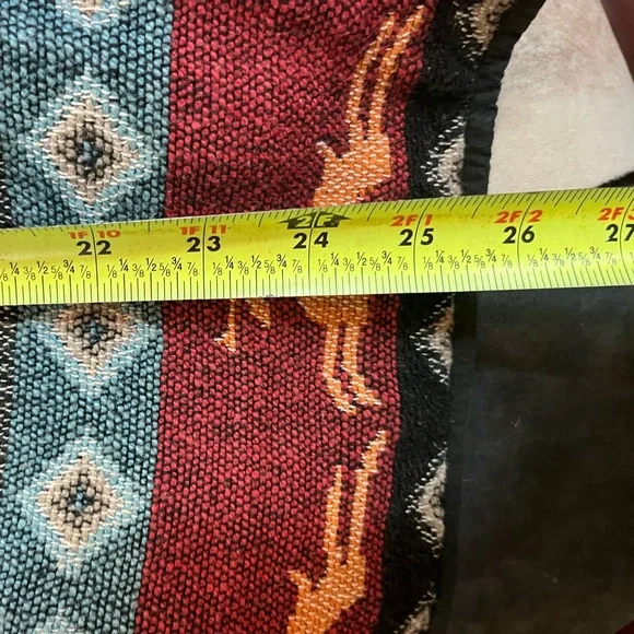 SOLD💔VTG 90s Southwestern Hand Made Woven Boho Navajo Cowgirl Hippie Blanket - Picture 9 of 9